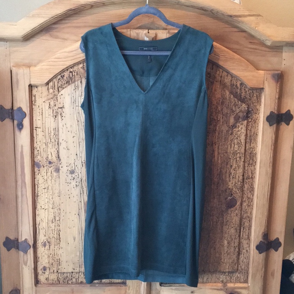 Green faux-suede BCBG sheath dress